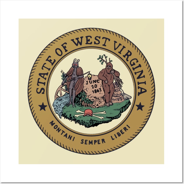 Cryptid State Seal of West Virginia Wall Art by Ballyraven